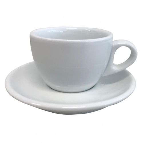 Witte Style Cappuccino kop en schotel 19 cl. SET met mogelijkheid tot bedrukken